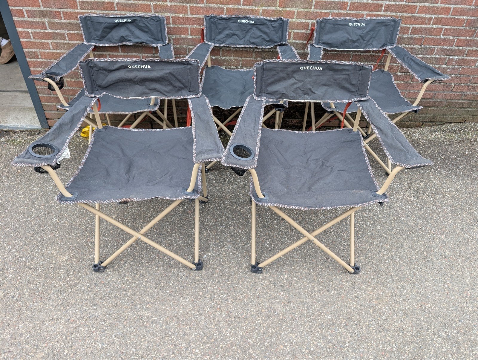 Set van 6 Quechua campingstoelen met bekerhouders, Ophalen, Zo goed als nieuw, Campingstoel