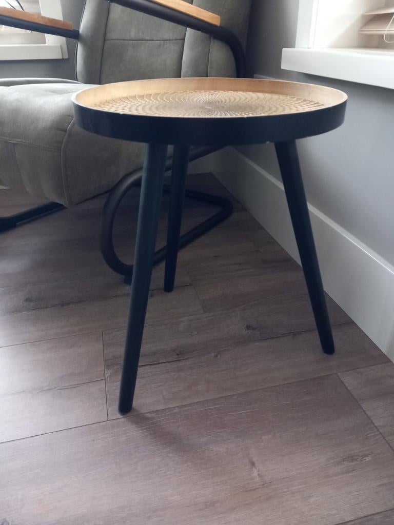 Bijzettafeltje 2x, Huis en Inrichting, Minder dan 55 cm, Rond, Hout, Ophalen