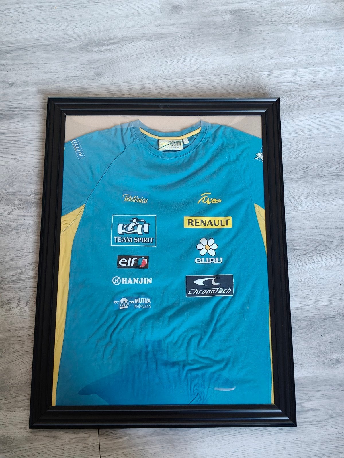 Ingelijst Renault F1 shirt - Fisichella Collection, Ophalen, Zo goed als nieuw, Formule 1