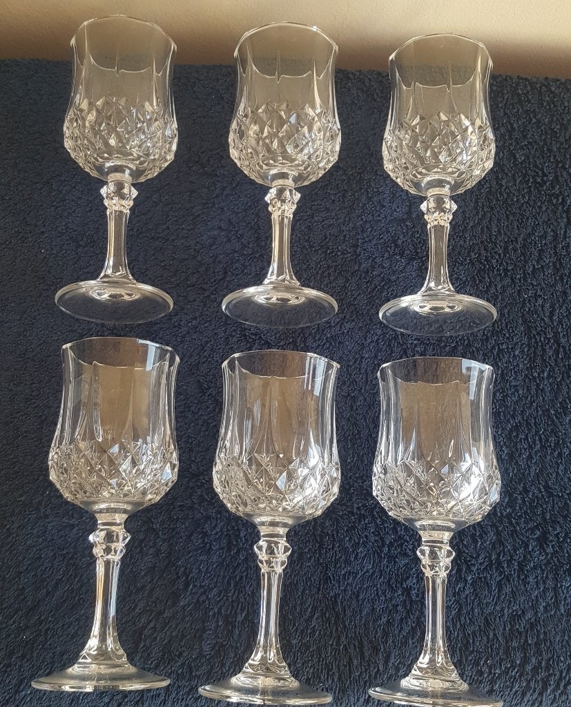 vintage retro 6 Cristal d' Arques Longchamp wijnglazen, Huis en Inrichting, Verzenden, Overige materialen, Overige stijlen, Overige typen