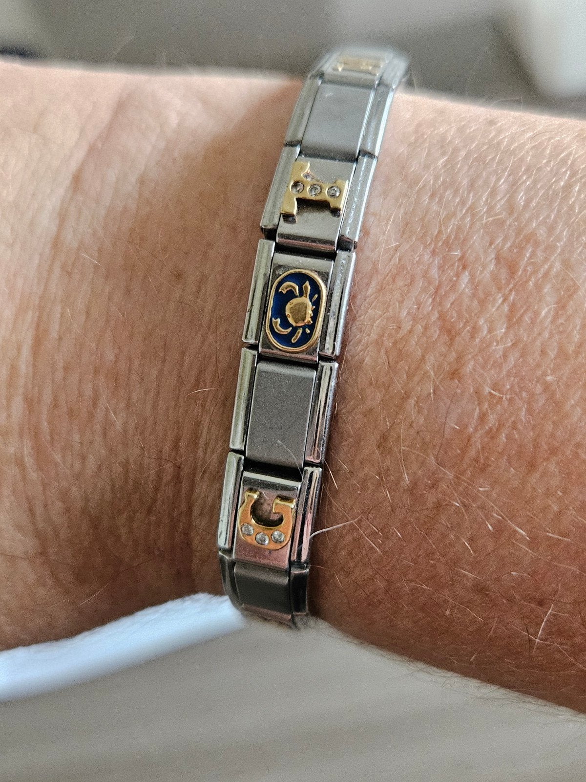 Zoppini S.Steel Schakelarmband met letters en bedels, Sieraden, Tassen en Uiterlijk, Staal, Ophalen of Verzenden, Zo goed als nieuw