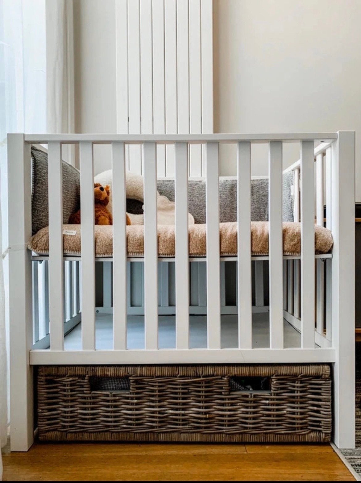 Mooie praktsiche box met rieten lade en matras, Ophalen, Gebruikt, 70 tot 85 cm, Minder dan 140 cm