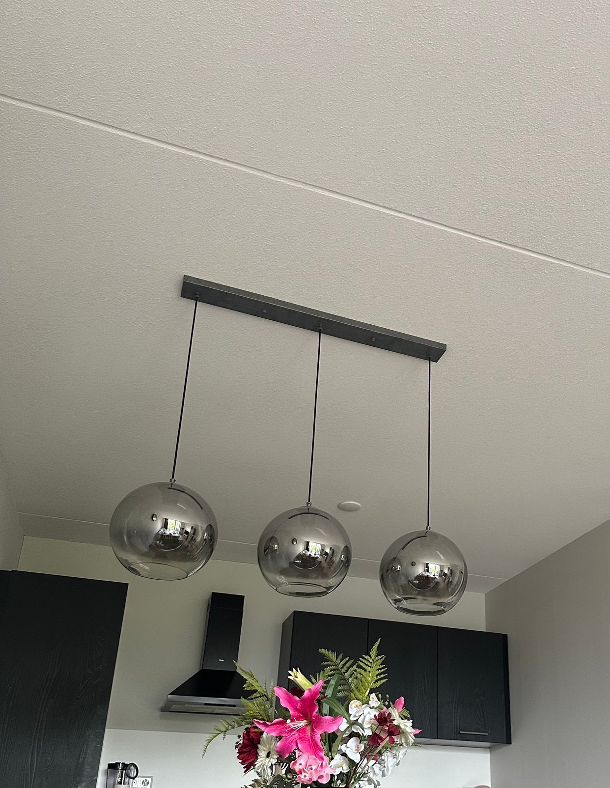 Eettafellamp met 3 bollen - zo goed als nieuw, Huis en Inrichting, Ophalen of Verzenden, Zo goed als nieuw, Minder dan 50 cm