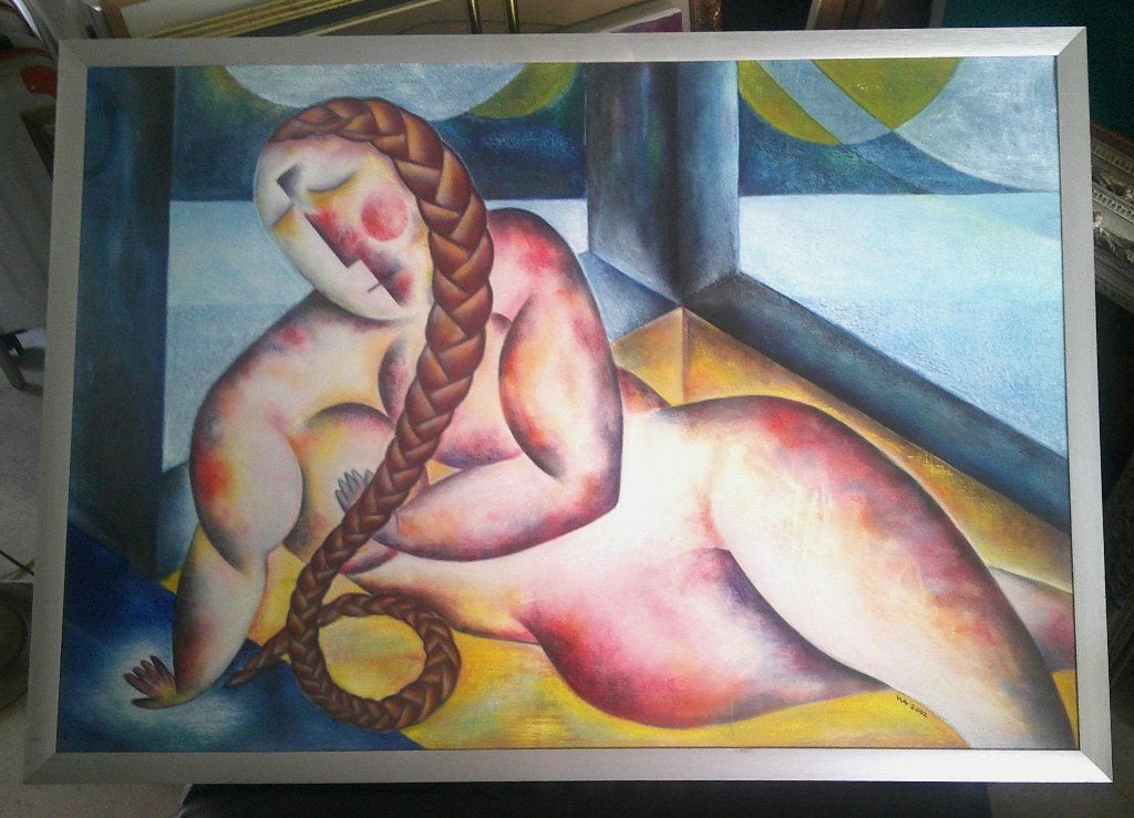 Figuratief - Liggend naakt 2002 - Willy Alferink (geb.1952), Ophalen, Portret of Personen, Surrealisme, Gedateerd