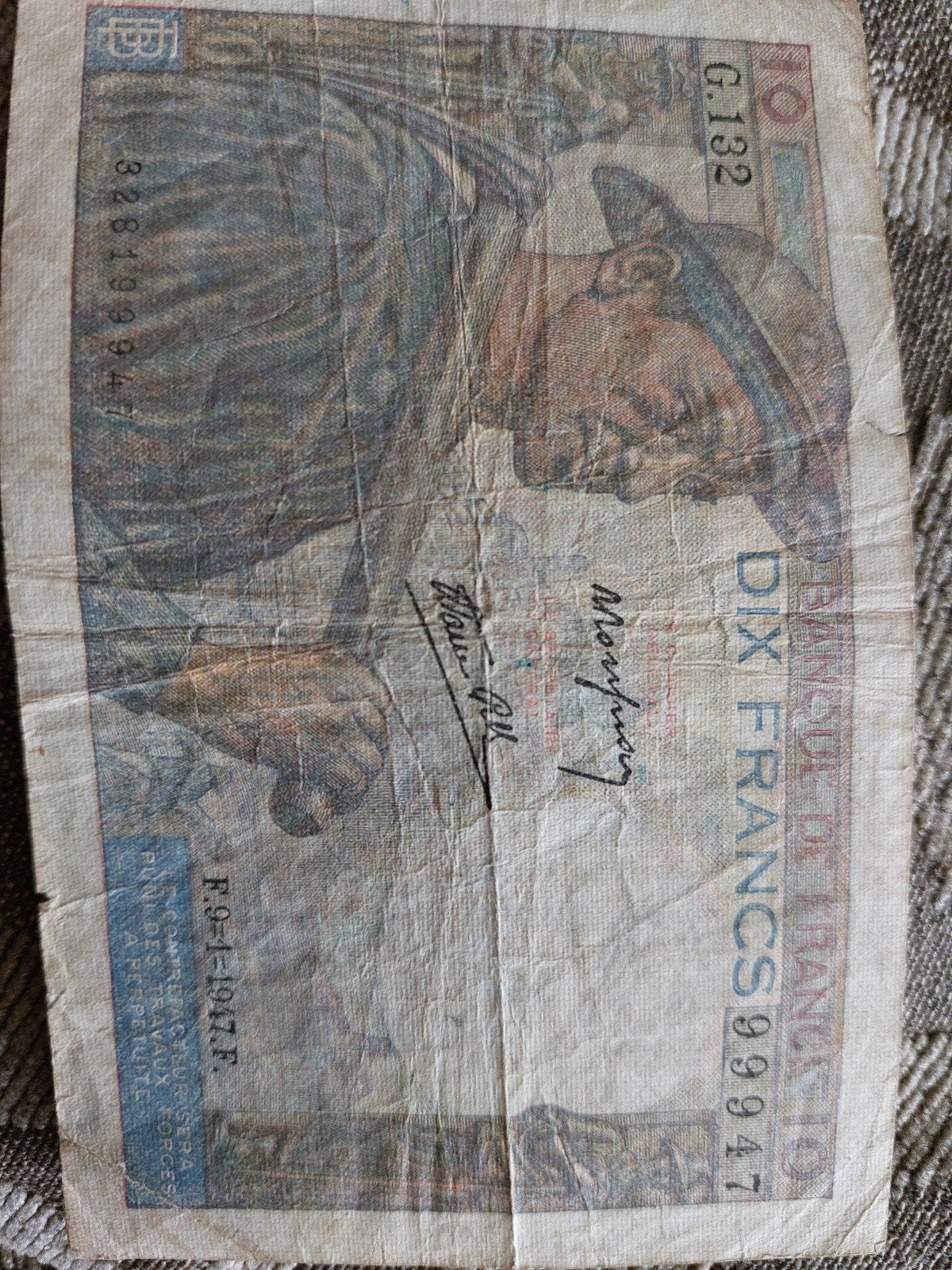 Zeldzaam Frans 10 Francs biljet uit 1947, Postzegels en Munten, Ophalen of Verzenden, Frankrijk