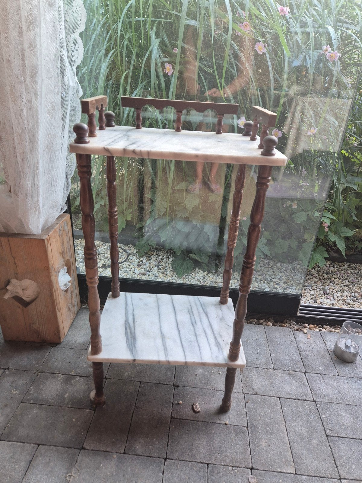 antiek bijzettafeltje marmer haltafeltje halkastje gangkastj, Ophalen, Overige materialen, 50 tot 100 cm, 25 tot 50 cm