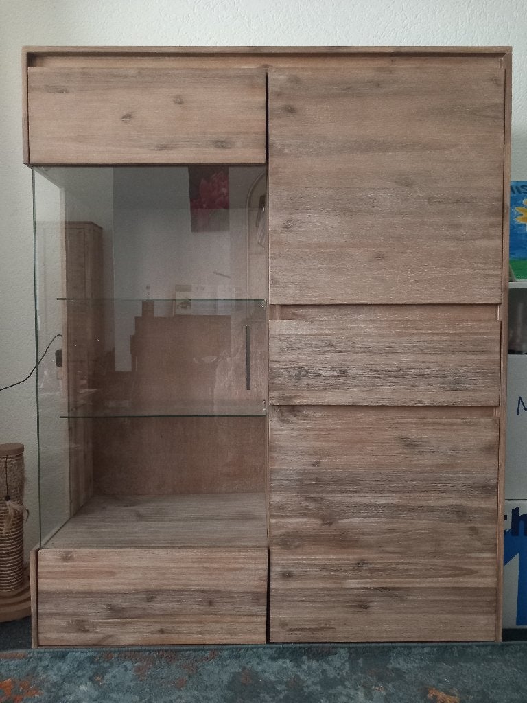 Massief acaciahout –  topstaat – bijna als nieuw, Huis en Inrichting, Kasten | Vitrinekasten, Zo goed als nieuw, 100 tot 150 cm