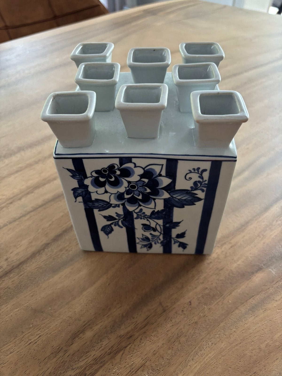 Heinen Delfts Blauwe tulpenvaas, Ophalen, Zo goed als nieuw, Blauw, 15 cm