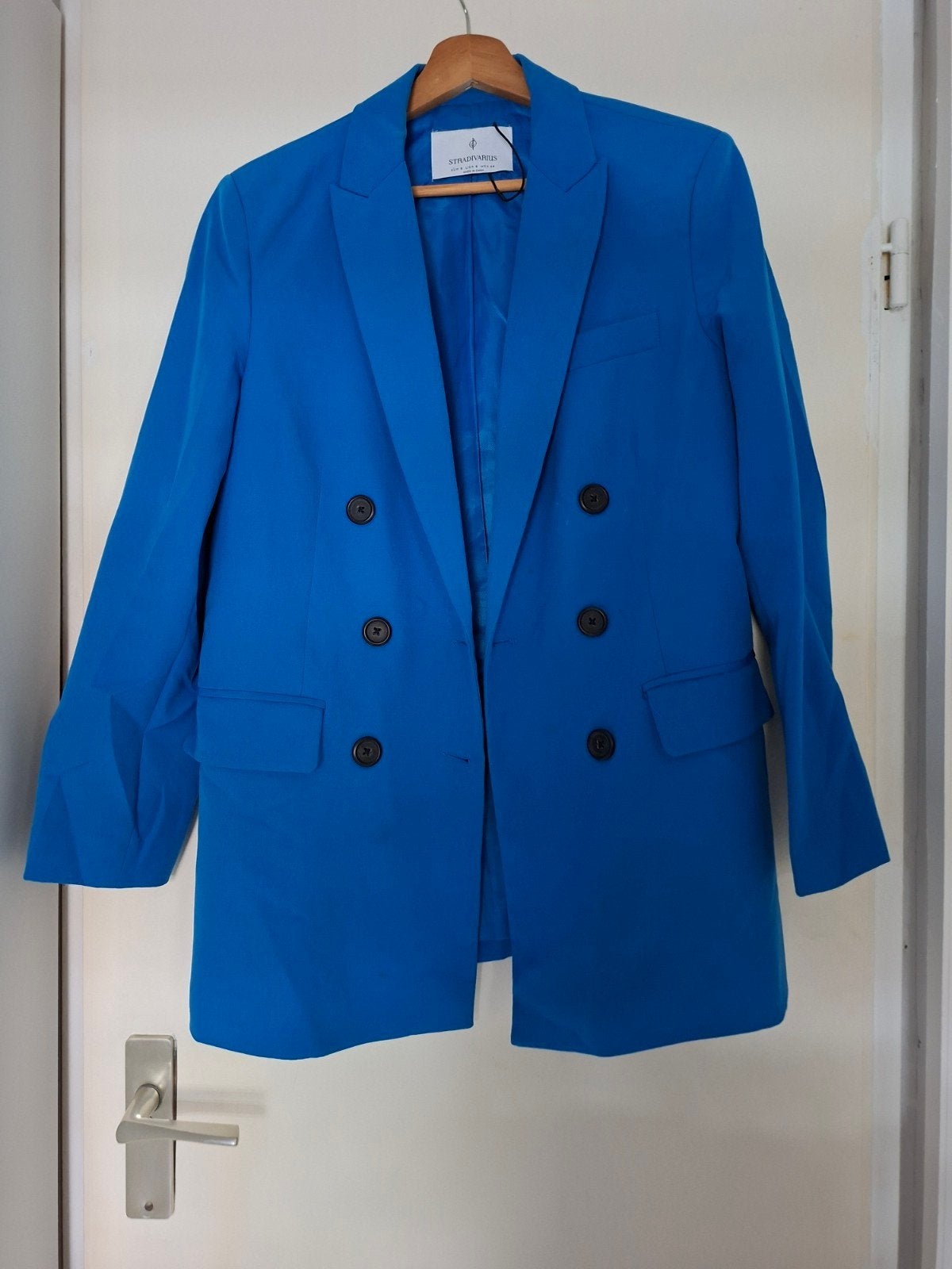Stradivarius Blauwe Blazer Maat S, Blauw, Ophalen of Verzenden, Zo goed als nieuw, Jasje