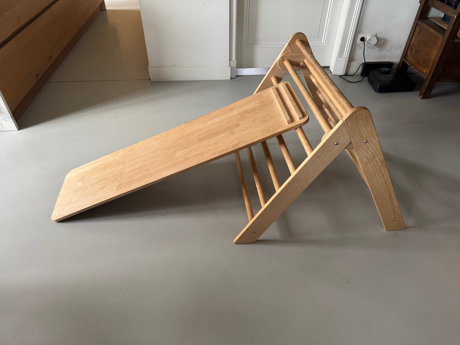 Houten Klimrek met Glijbaan - Montessori Speelgoed, Kinderen en Baby's, Speelgoed | Buiten | Speeltoestellen, Ophalen, Gebruikt