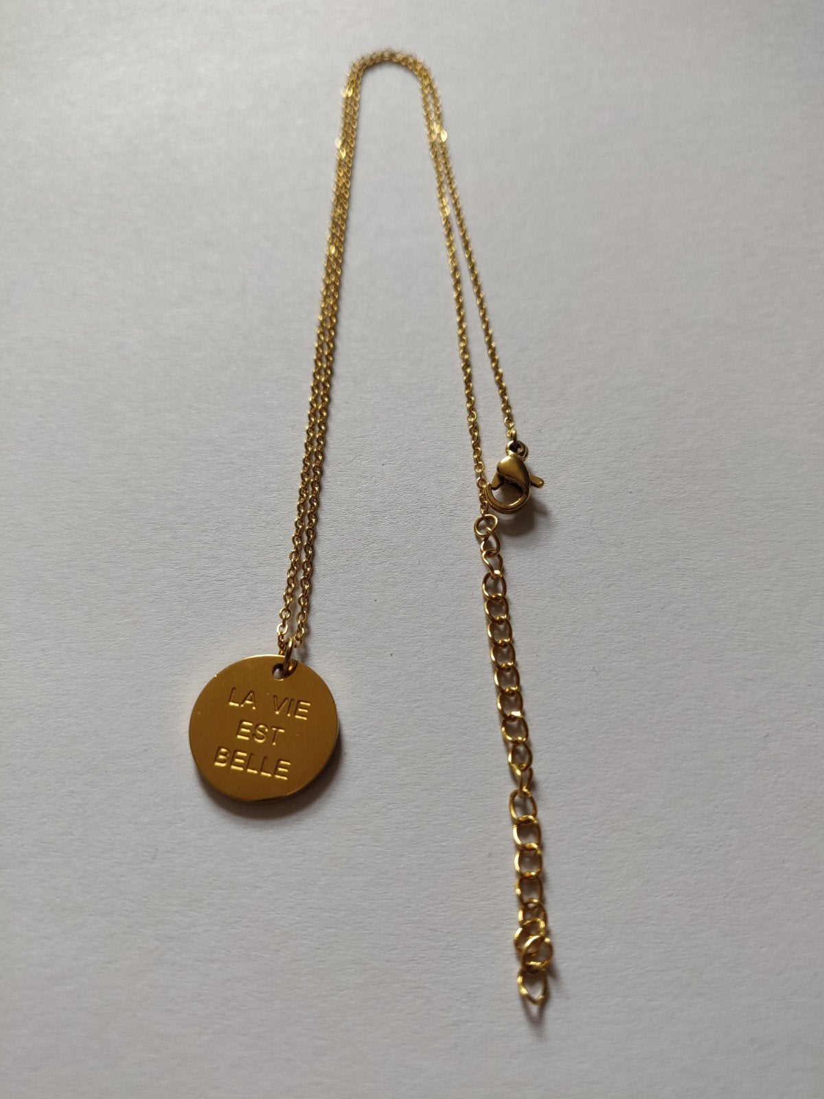 L9 Ketting met Hanger La Vie Est Belle 43 cm, Nieuw, Ophalen of Verzenden, Zilver, Overige materialen