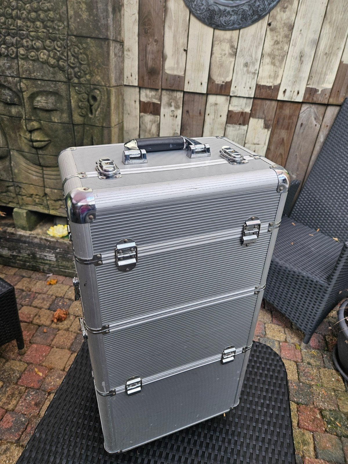 Make-up/ Pedicure koffer set - Zilveren hardcase met slot, Gebruikt, Verzenden, Grijs, Met slot