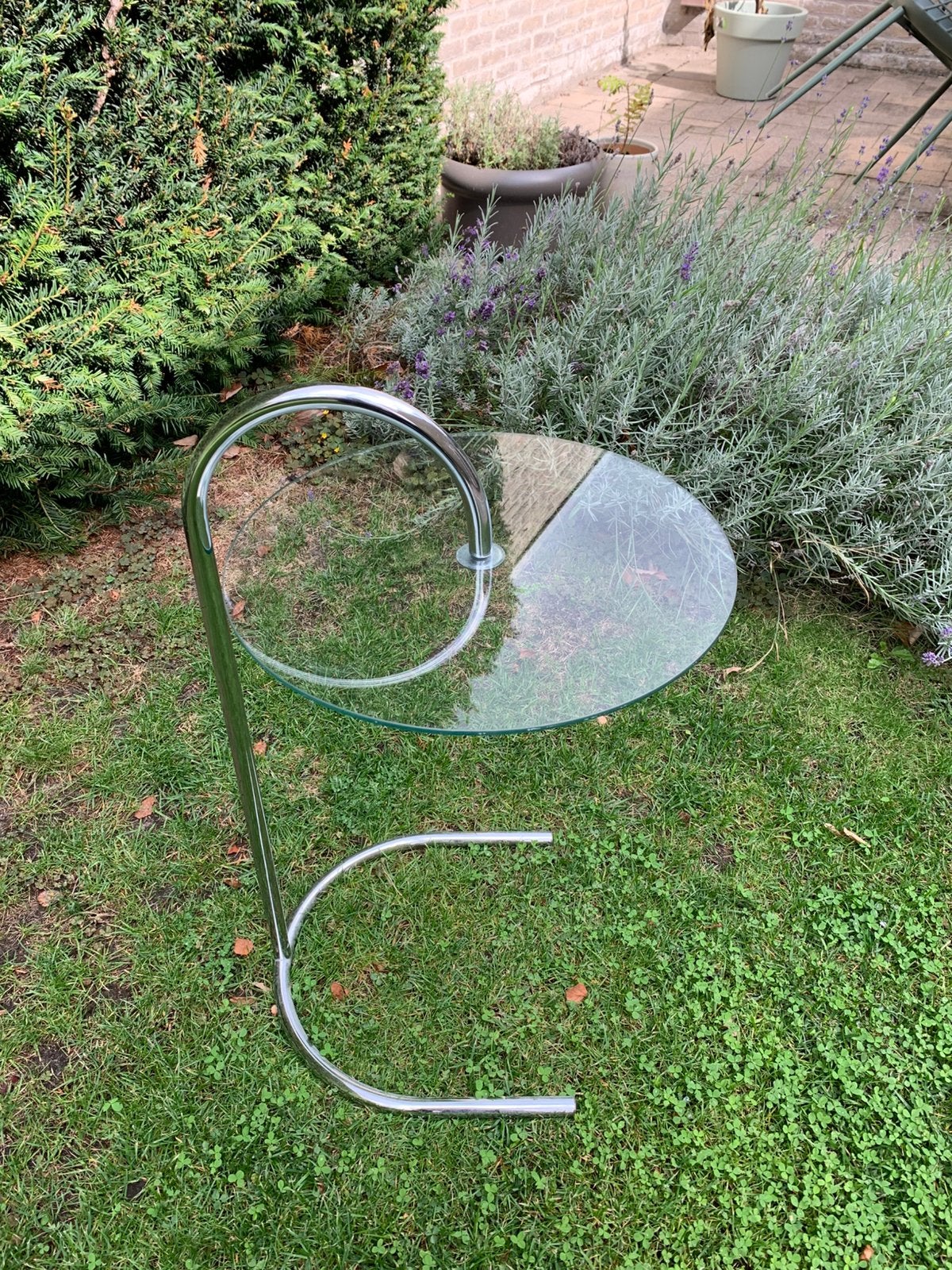 Vintage bijzettafel ikea, Minder dan 55 cm, Gebruikt, Rond, Glas