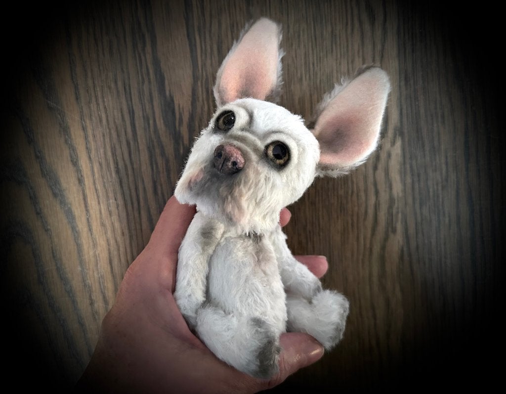 Franse Bulldog hond puppy beweegbaar handgemaakt teddybeer, Ophalen of Verzenden, Nieuw, Stoffen beer, Overige merken