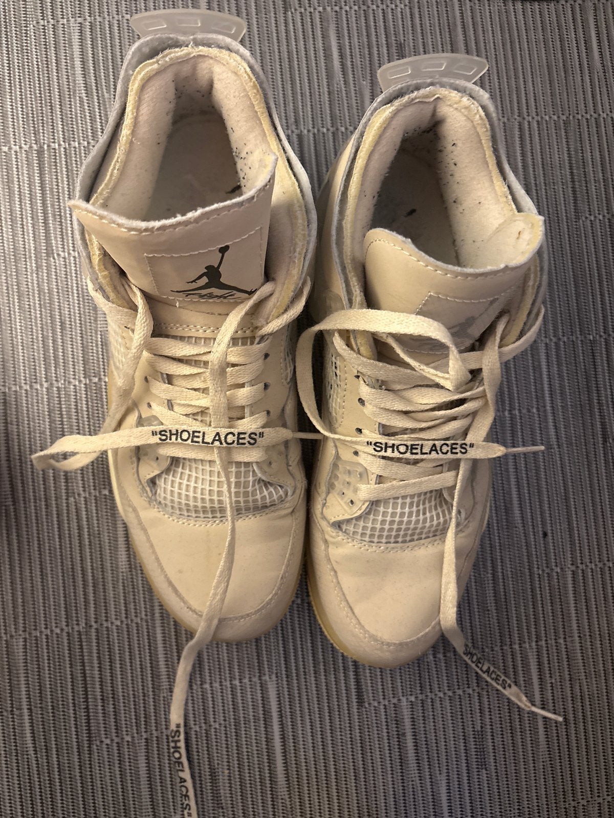 Nike Air Jordan 4 Retro x Off-White Sail - Maat 43, Kleding | Heren, Schoenen, Ophalen, Gedragen, Wit, Sneakers of Gympen