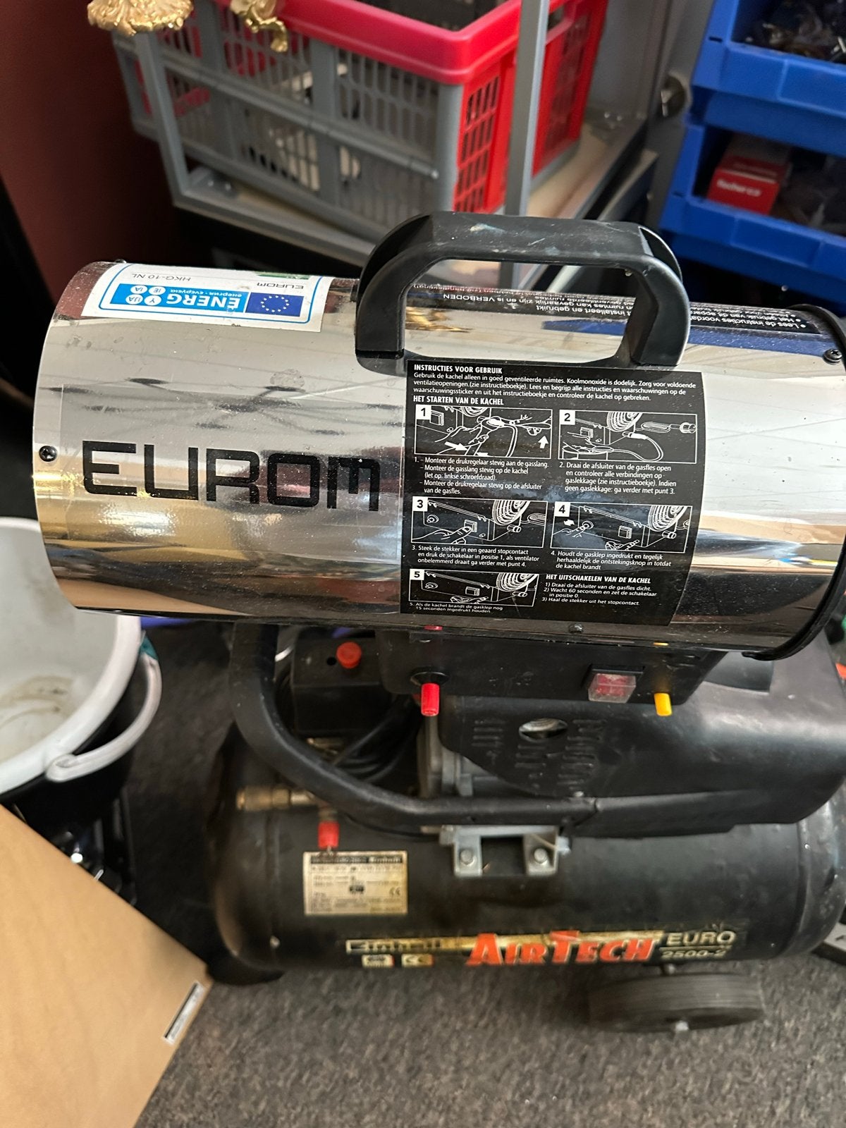 Eurom hetelucht gaskachel HKG-10 NL met drukregelaar en slan, Ophalen of Verzenden, Zo goed als nieuw, 800 watt of meer, Kachel