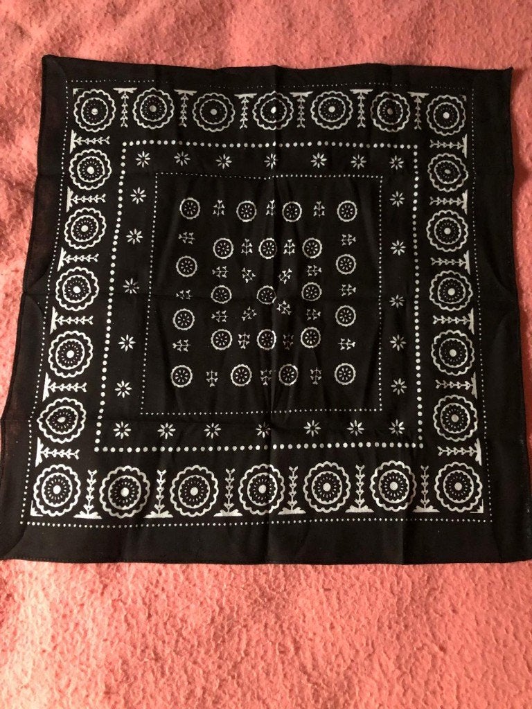 Bandana sjaal zwart met wit patroon, Ophalen of Verzenden