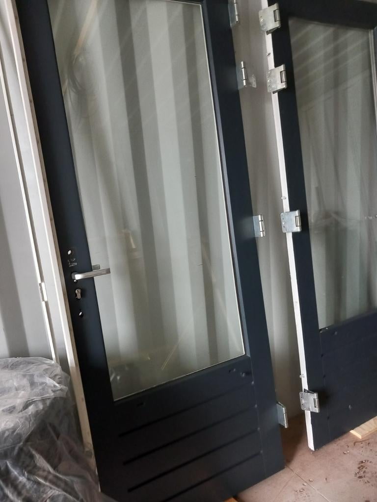 Merbau Deuren  2x en 2x meranti uitzet ramen, Ophalen, Gebruikt, 80 tot 100 cm, Buitendeur