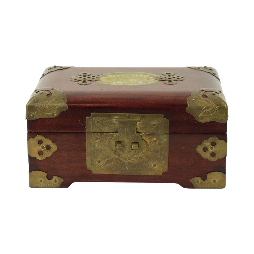 Oude Chinese Juwelenkist Sierraden Doos Jade Palissander Mes, Antiek en Kunst, Ophalen of Verzenden