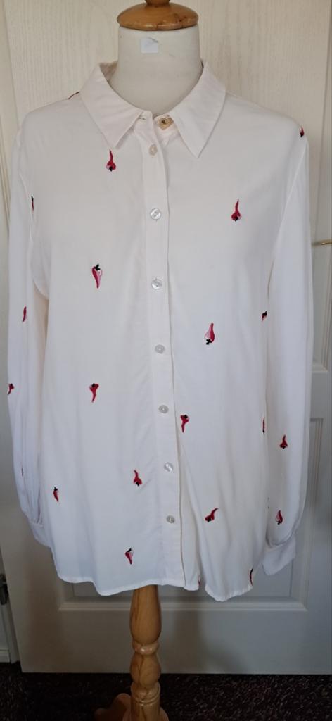 Fabienne Chapot blouse maat 38, wit met rood accent, Maat 38/40 (M), Wit, Onbekend, Ophalen of Verzenden