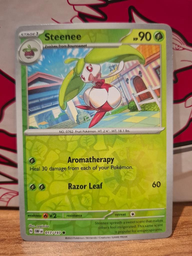 Pokemon Steenee OBF 017/197 reverse holo, Ophalen of Verzenden, Nieuw, Losse kaart