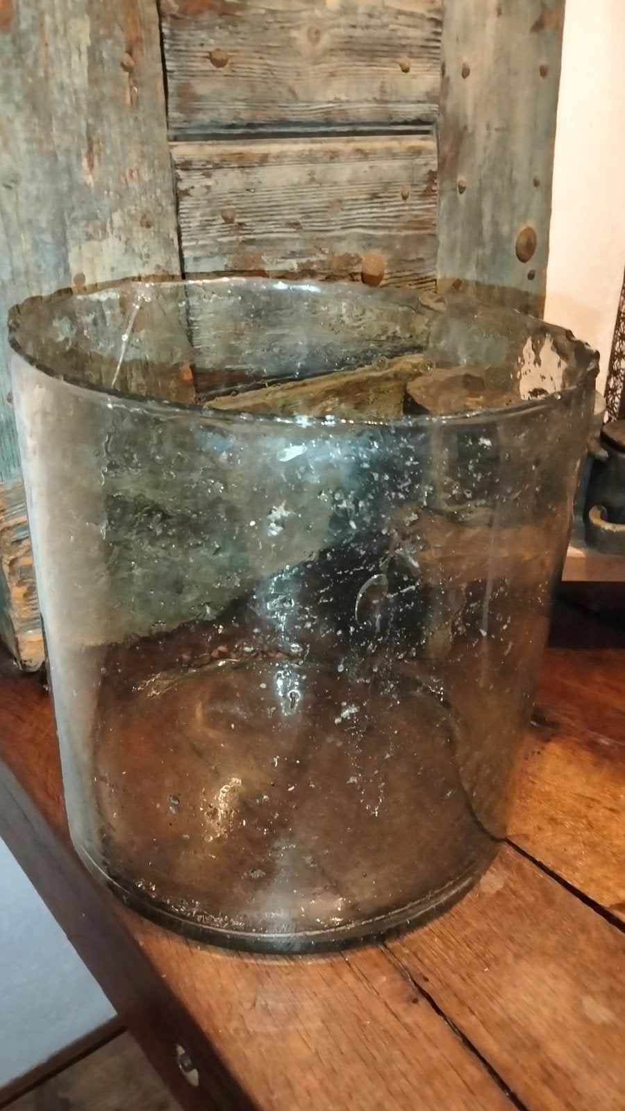 Heel groot windlicht. Dik bubbelglas xxl brocante, Ophalen