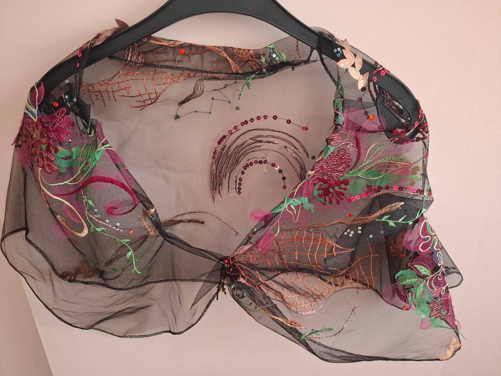 Italiaans zijde cape stola shawl sjaal, Ophalen of Verzenden, Zo goed als nieuw, Maat 46/48 (XL) of groter, Overige typen