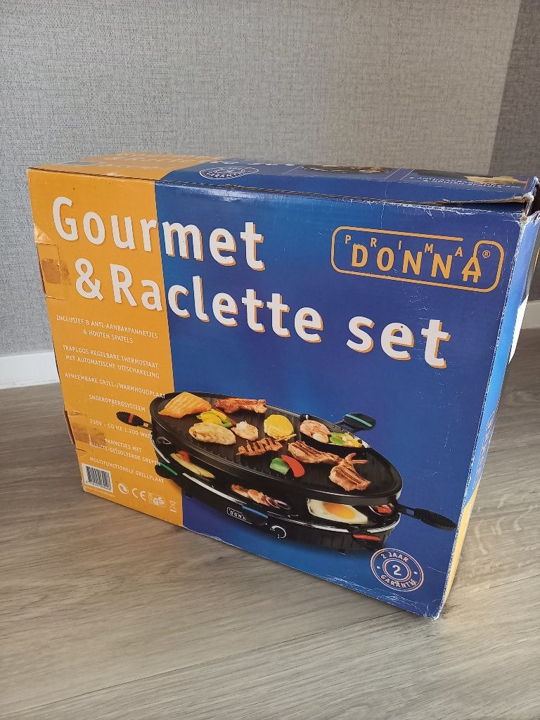 Gourmet&Raclette set prima DONNA, Witgoed en Apparatuur, Gourmetstellen, Ophalen, Gebruikt, 8 personen of meer