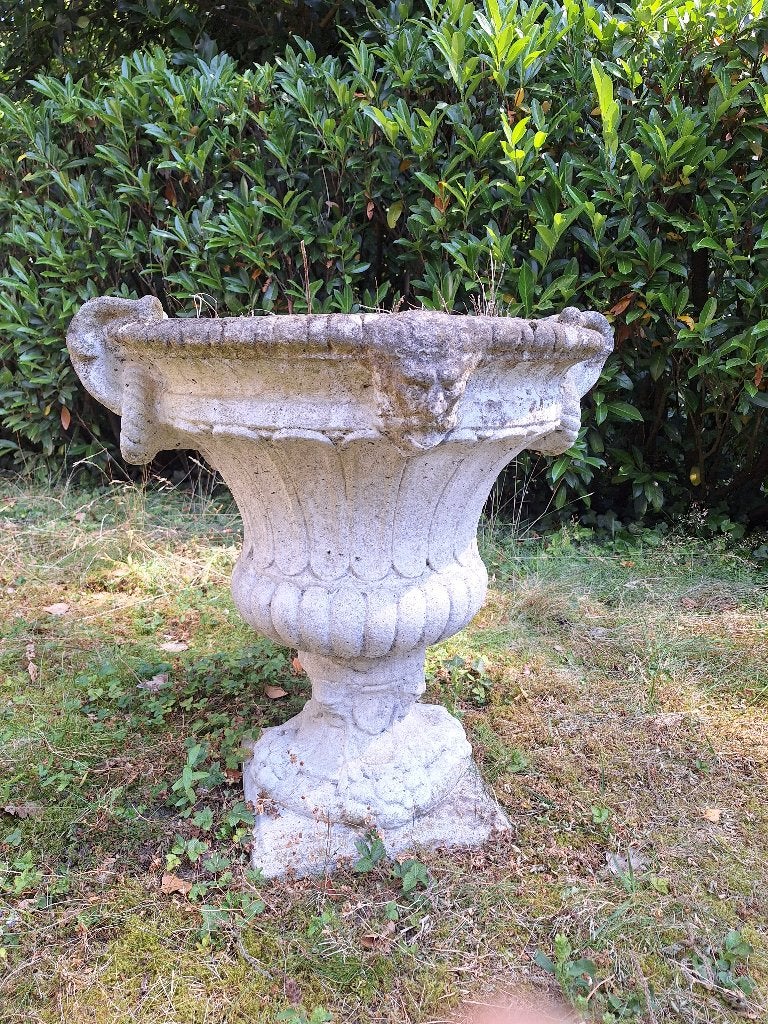 Twee barokke tuinornamenten, bloempot met sokkel en tuinvaas, Tuin en Terras, Tuinvazen, Ophalen, Gebruikt