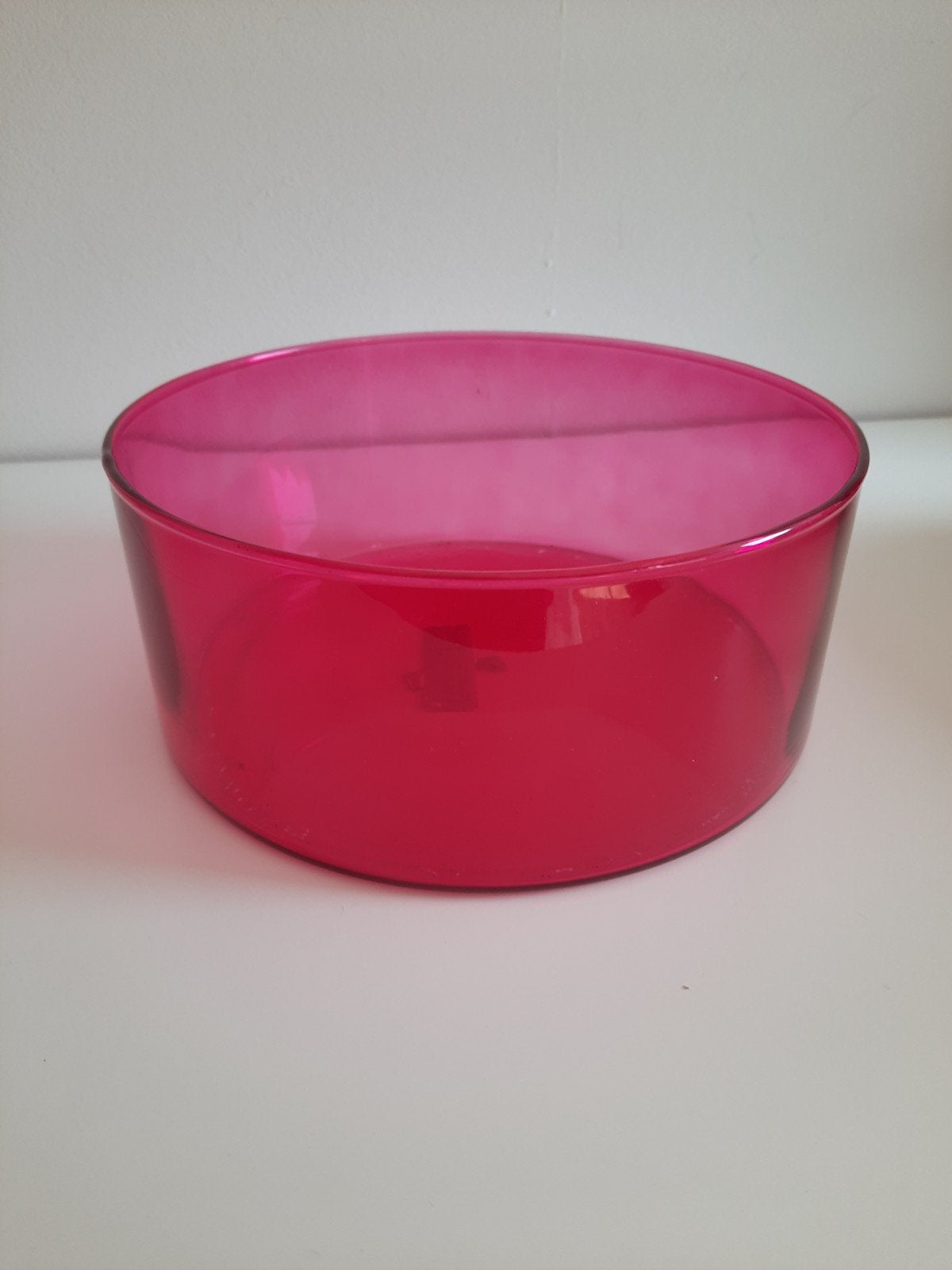 Roze glazen schaal - Decoratieve kom, Schaal, Rond, Ophalen of Verzenden, Glas