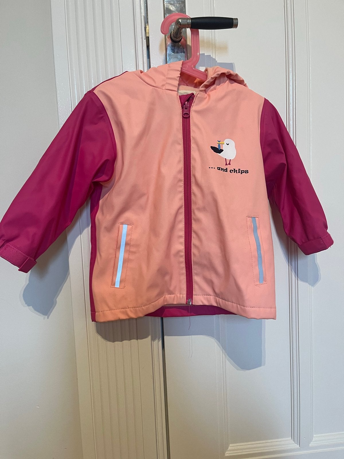 Meisjes Gevoerde Regenjas Roze Meeuw Design Maat 86/92, Ophalen of Verzenden, Zo goed als nieuw, Meisje