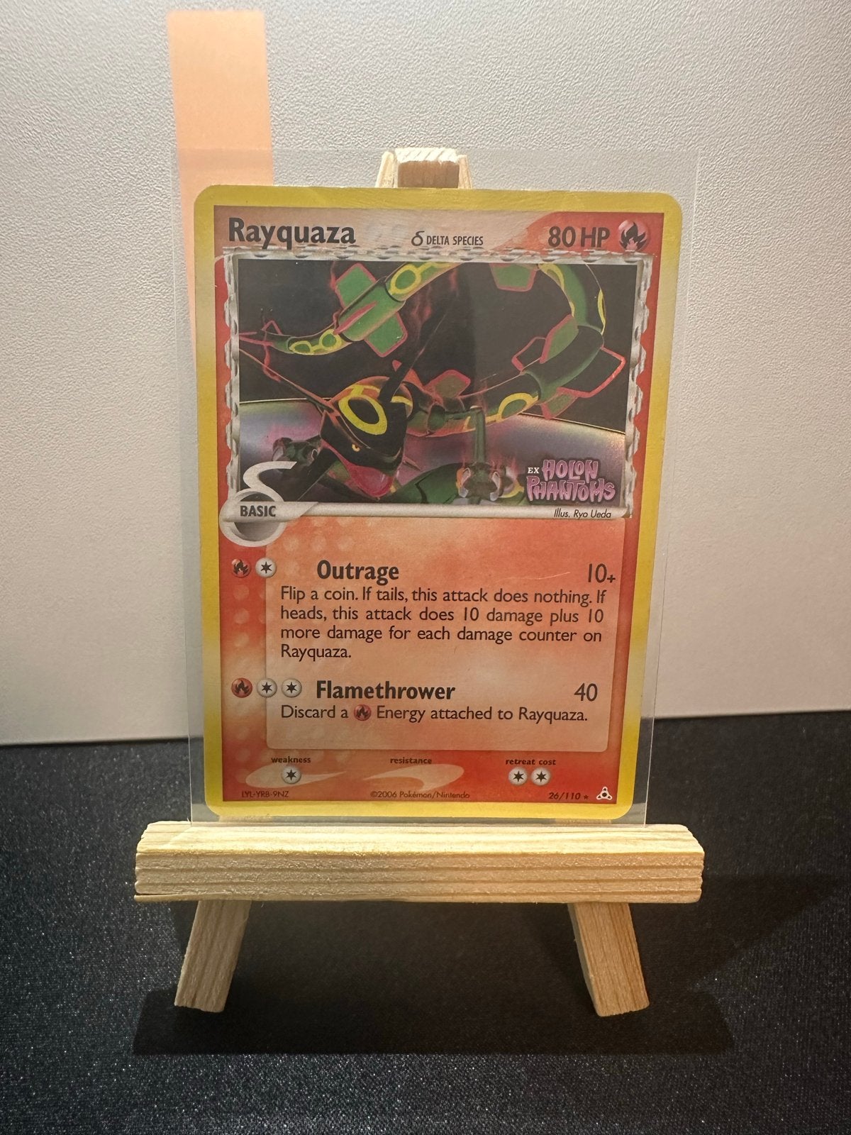 Rayquaza reverse holo 26/110, Ophalen of Verzenden, Zo goed als nieuw, Losse kaart, Foil
