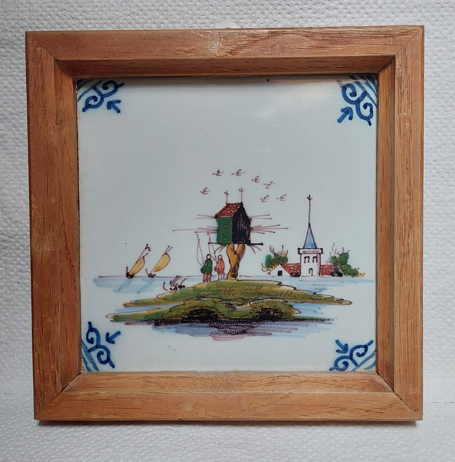 Duif, duiven, duiventil, antieke Makkum tegel Tichelaar, Ophalen of Verzenden