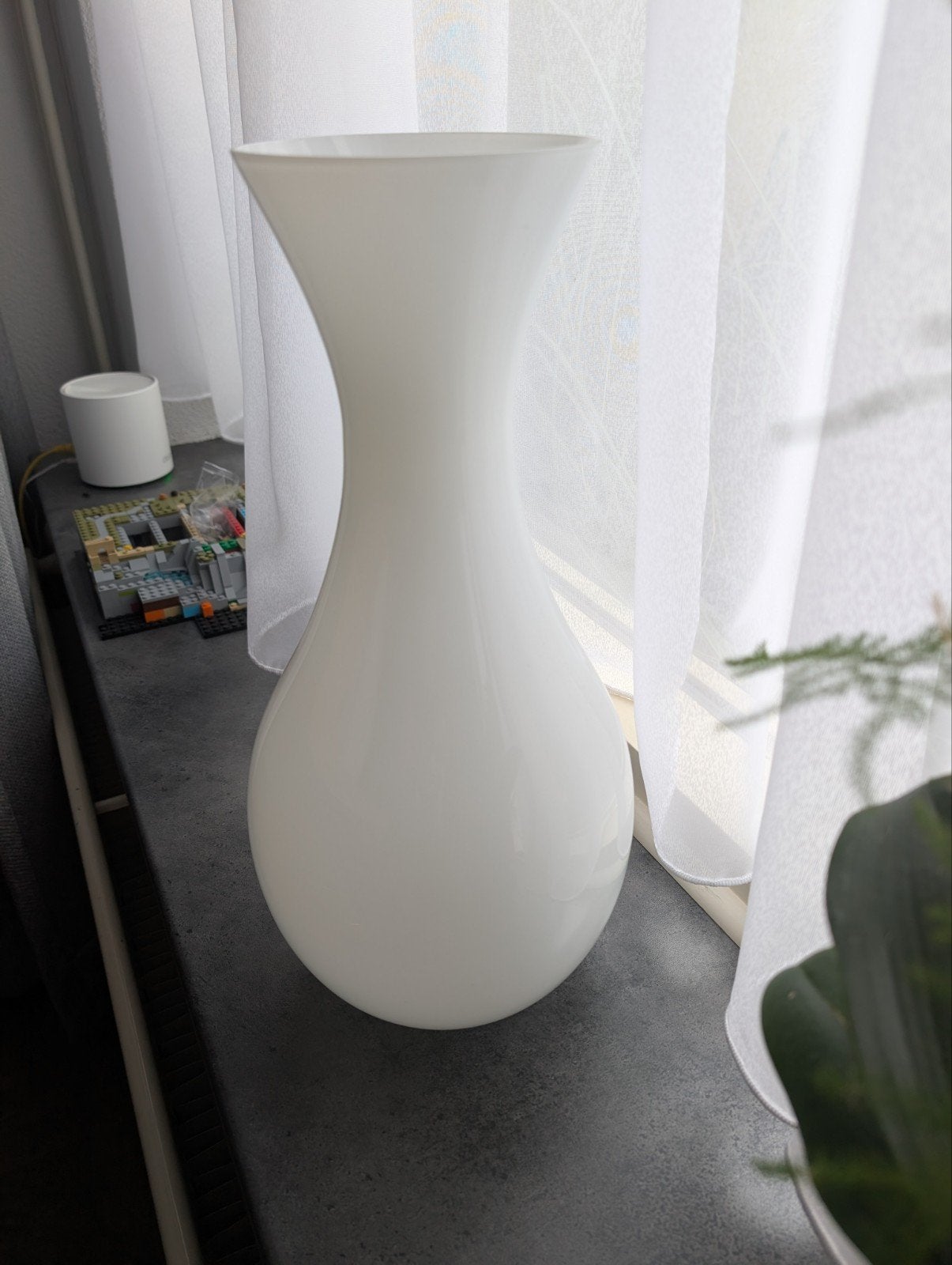 glazen witte vaas van 40cm hoog, Ophalen, Wit, 40 cm, Geschikt voor droogbloemen
