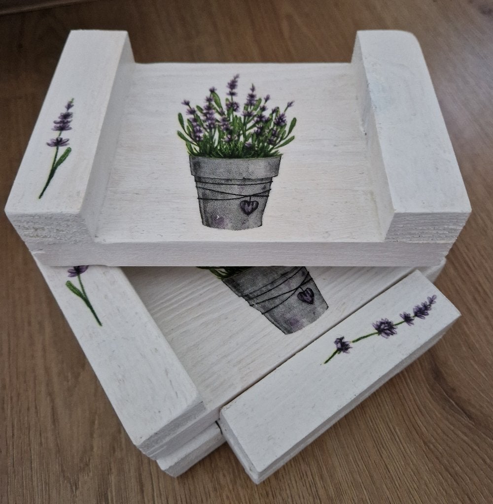 Set van 4 witte houten onderzetters *NIEUW* (oz4) a, Huis en Inrichting, Hout, Glasonderzetter, Nieuw, Ophalen of Verzenden