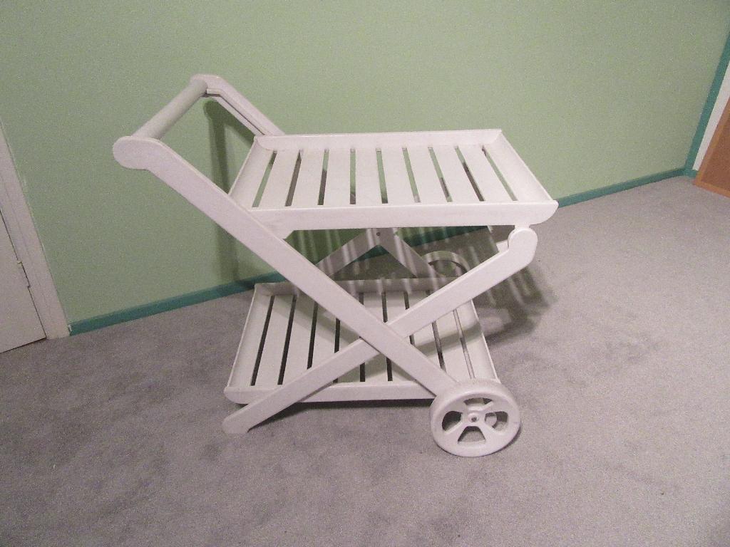 witte kunststof theewagen, Ophalen, Zo goed als nieuw, Rechthoekig, Kunststof