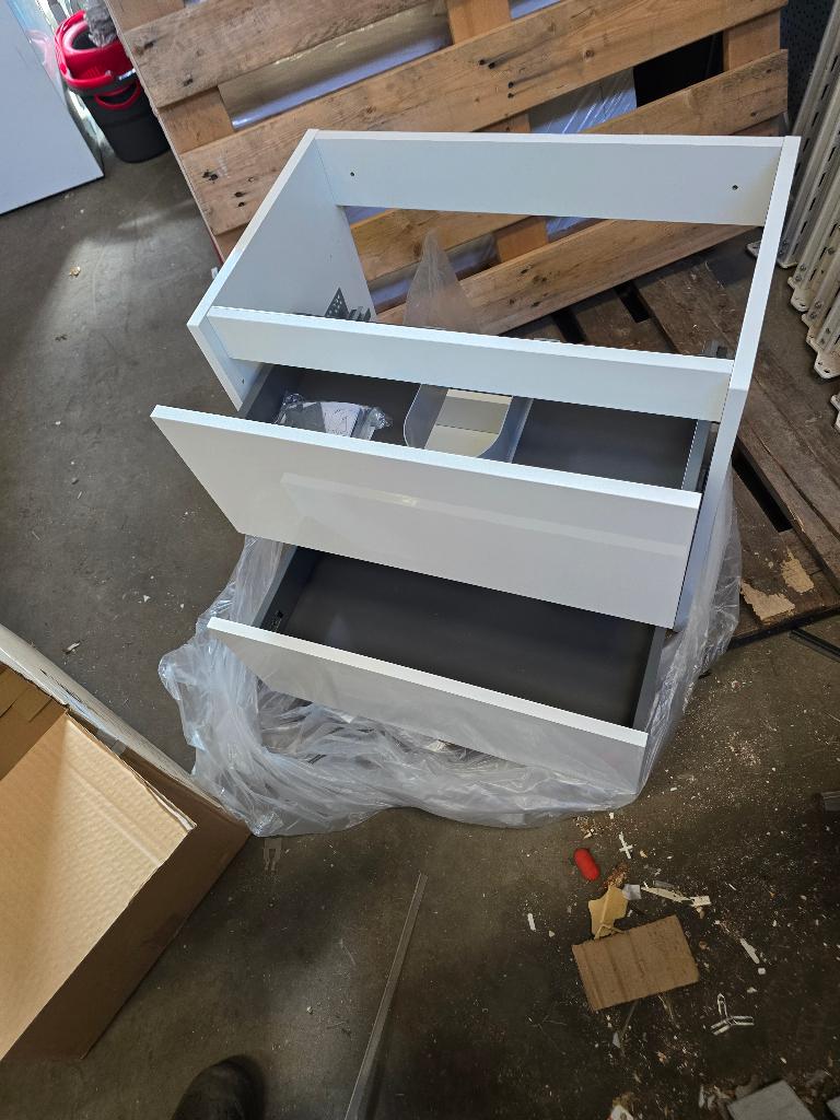 Witte onderkast Porto slim 60cm 2 lades nieuw in doos, Ophalen, Nieuw, Wit