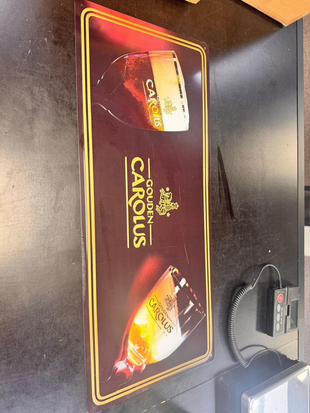 Gouden Carolus Reclamebord - Decoratief Bierbord, Verzamelen, Ophalen of Verzenden, Gebruikt, Reclamebord