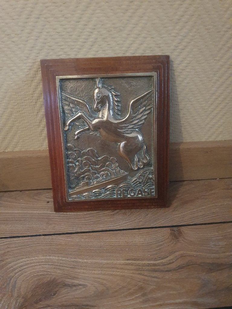 Bronzen Plaquette van de Franse onderzeeër S m Pégase, Vintage, Overige gebieden, Vintage, Vintage