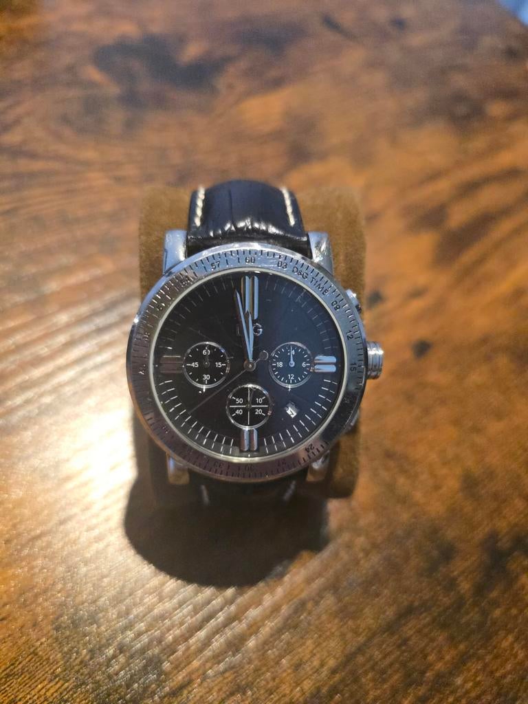 D&G horloge heren, leren bandje, in goede staat, Ophalen of Verzenden, Leer, Overige merken
