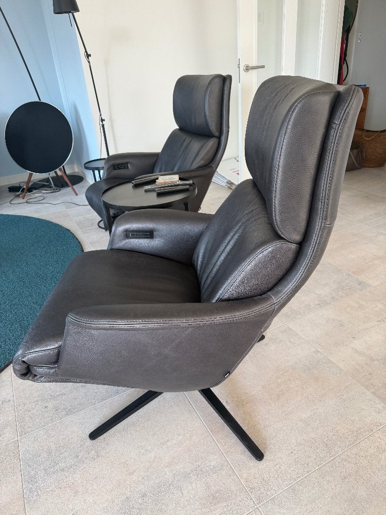 IJcoon relax fauteuil (2x), Ophalen, 100 tot 125 cm, Leer, Zo goed als nieuw