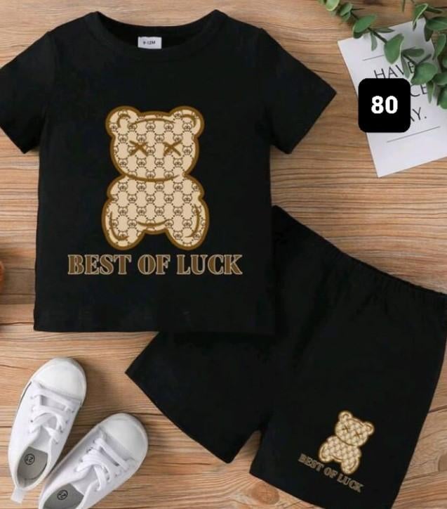 Nieuw Zwart Setje met Beerprint Maat 80, Kinderen en Baby's, Babykleding | Maat 80, Nieuw, Jongetje of Meisje, Ophalen