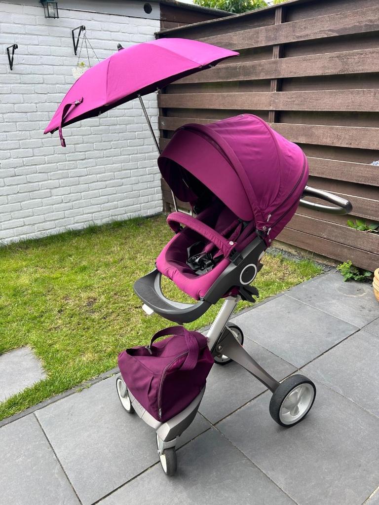 Stokke kinderwagen, Verstelbare duwstang, Zo goed als nieuw, Ophalen, Kinderwagen