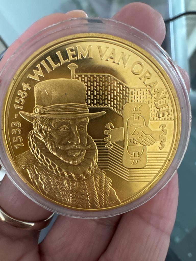 Vergulde Herdenkingsmedaille Willem van Oranje - 25 gram, Vóór koninkrijk, Losse munt, Goud, Overige waardes