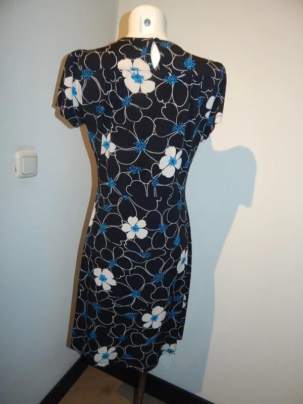 King Louie stretch jurk gladde stof aparte print bloemen M, Maat 38/40 (M), King louie, Verzenden, Zwart