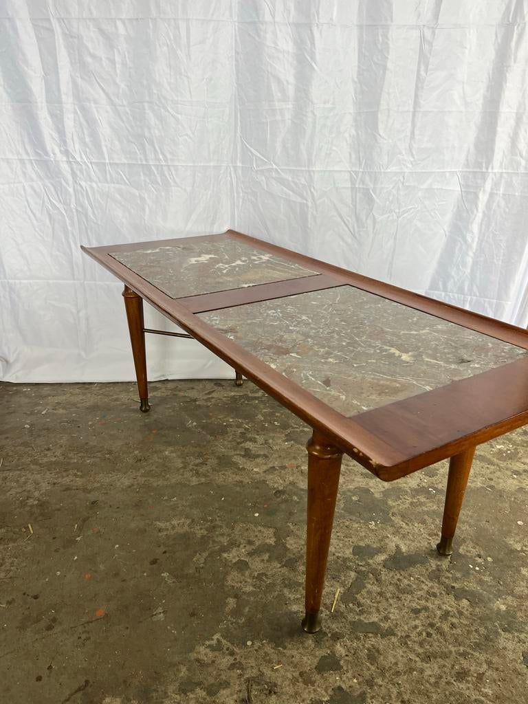 Vintage Salontafel met Marmeren Blad en Gouden Details, Antiek en Kunst, Antiek | Meubels | Tafels, Ophalen of Verzenden