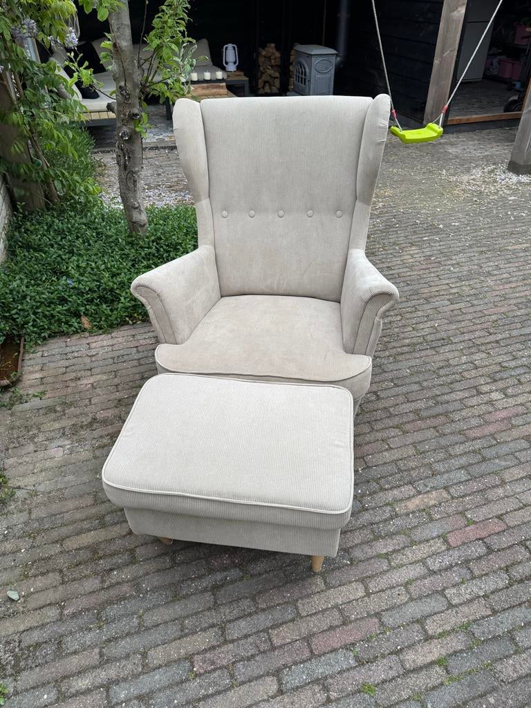 Ikea fauteuil met voetenbank, Huis en Inrichting, Fauteuils, Ophalen, Gebruikt, 75 tot 100 cm, Stof
