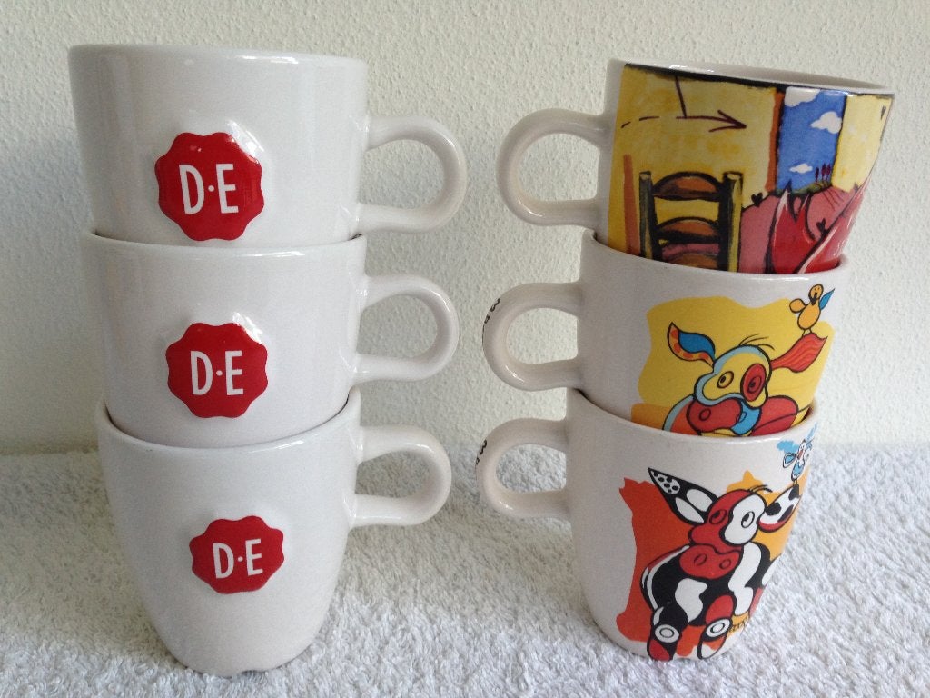 ☕6 SENSEO Douwe Egberts Koffie Kopjes, inhoud 150 ML., Overige merken, Ophalen of Verzenden, Zo goed als nieuw, Overige stijlen