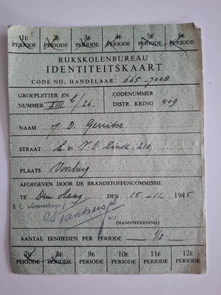 RIJKSKOLEN BUREAU document 1945, Verzamelen, Militaria | Tweede Wereldoorlog, Ophalen of Verzenden, Overige soorten, Nederland