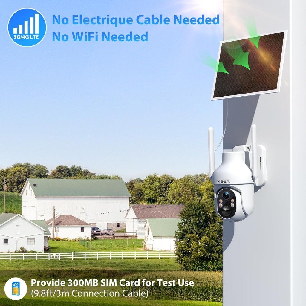 XEGA, XG-05-EU-4G, HD securitycamera Solar, PTZ, Nieuw, Ophalen of Verzenden, Buitencamera, Info@pegasustrading.eu